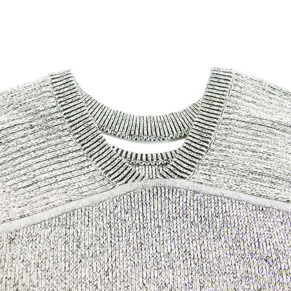 ダブルフェイス ワイド プルオーバー / W FACE CUT NECK WIDE KNIT TOPS ニット 長袖 Vネック スリット コットン