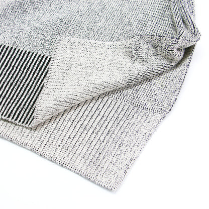 ダブルフェイス ワイド プルオーバー / W FACE CUT NECK WIDE KNIT TOPS ニット 長袖 Vネック スリット コットン