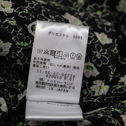 25春夏 レジェフラワープリント ギャザートップワンピース / ドレス フレンチスリーブ ロング丈 クルーネック Aライン フレア