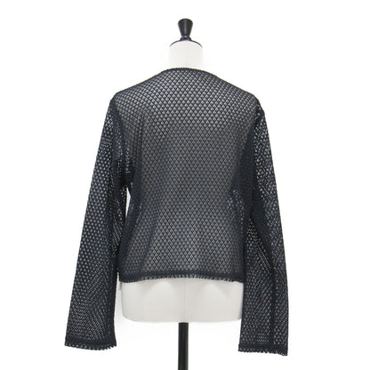 25春夏 レーシー ホックブラウス / ボレロ 長袖 クルーネック クロップド丈 シアー コットン