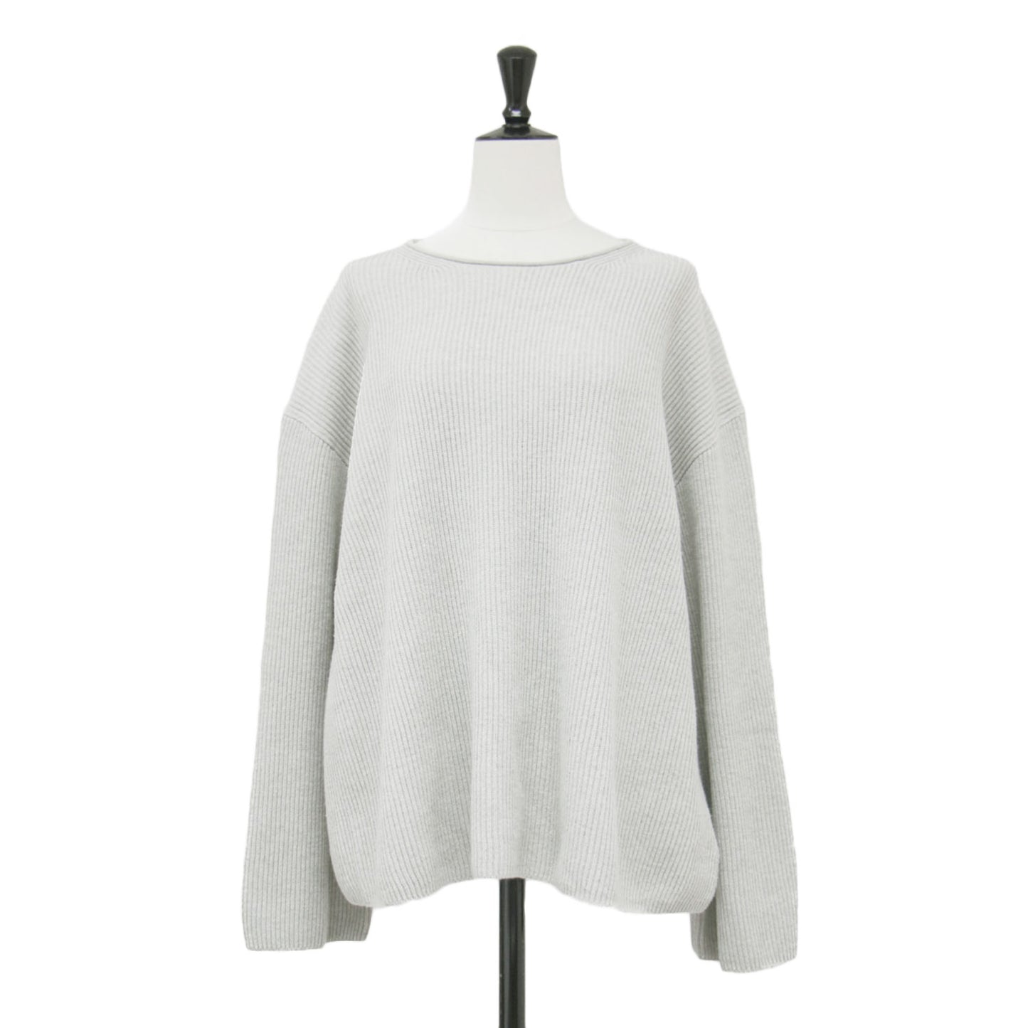 23春夏 リブ ワイド クルーネック プルオーバー / Clean Cottoncash Open Neck LS PO ニット 長袖 ドロップショルダー コットン シルク