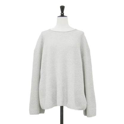 23春夏 リブ ワイド クルーネック プルオーバー / Clean Cottoncash Open Neck LS PO ニット 長袖 ドロップショルダー コットン シルク