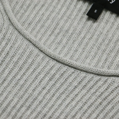 23春夏 リブ ワイド クルーネック プルオーバー / Clean Cottoncash Open Neck LS PO ニット 長袖 ドロップショルダー コットン シルク