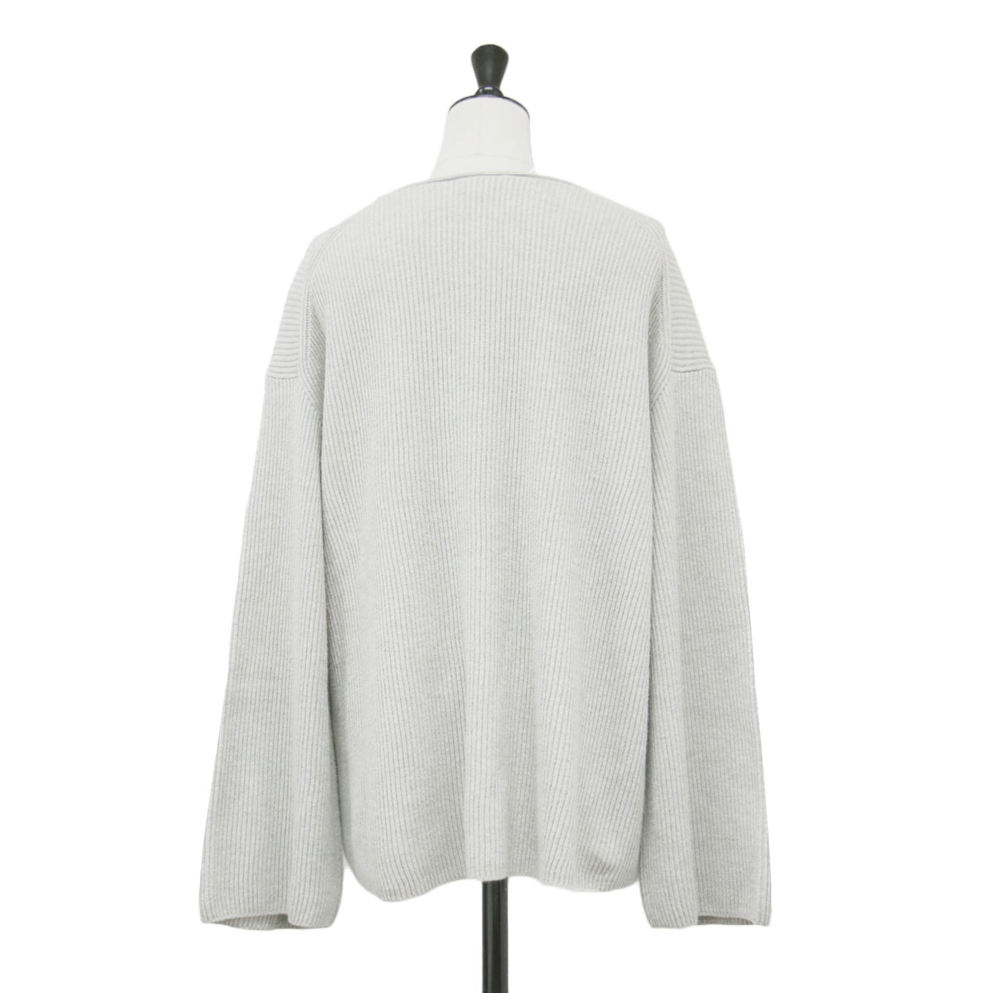 23春夏 リブ ワイド クルーネック プルオーバー / Clean Cottoncash Open Neck LS PO ニット 長袖 ドロップショルダー コットン シルク