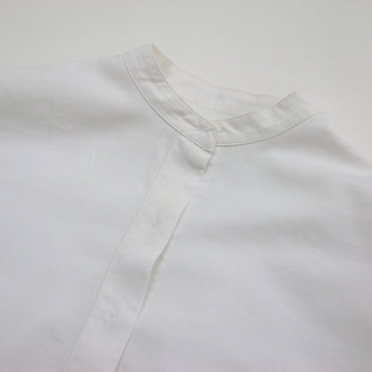 24秋冬 バンドカラー シャツ / CANCLINI ブラウス クルーネック 長袖 センタータック コットン ウォッシャブル