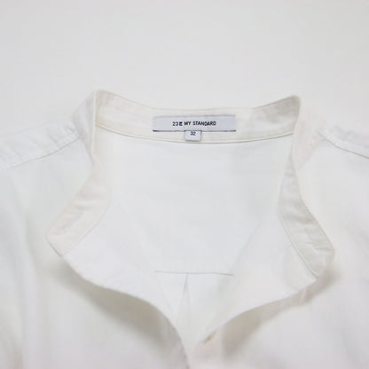 24秋冬 バンドカラー シャツ / CANCLINI ブラウス クルーネック 長袖 センタータック コットン ウォッシャブル