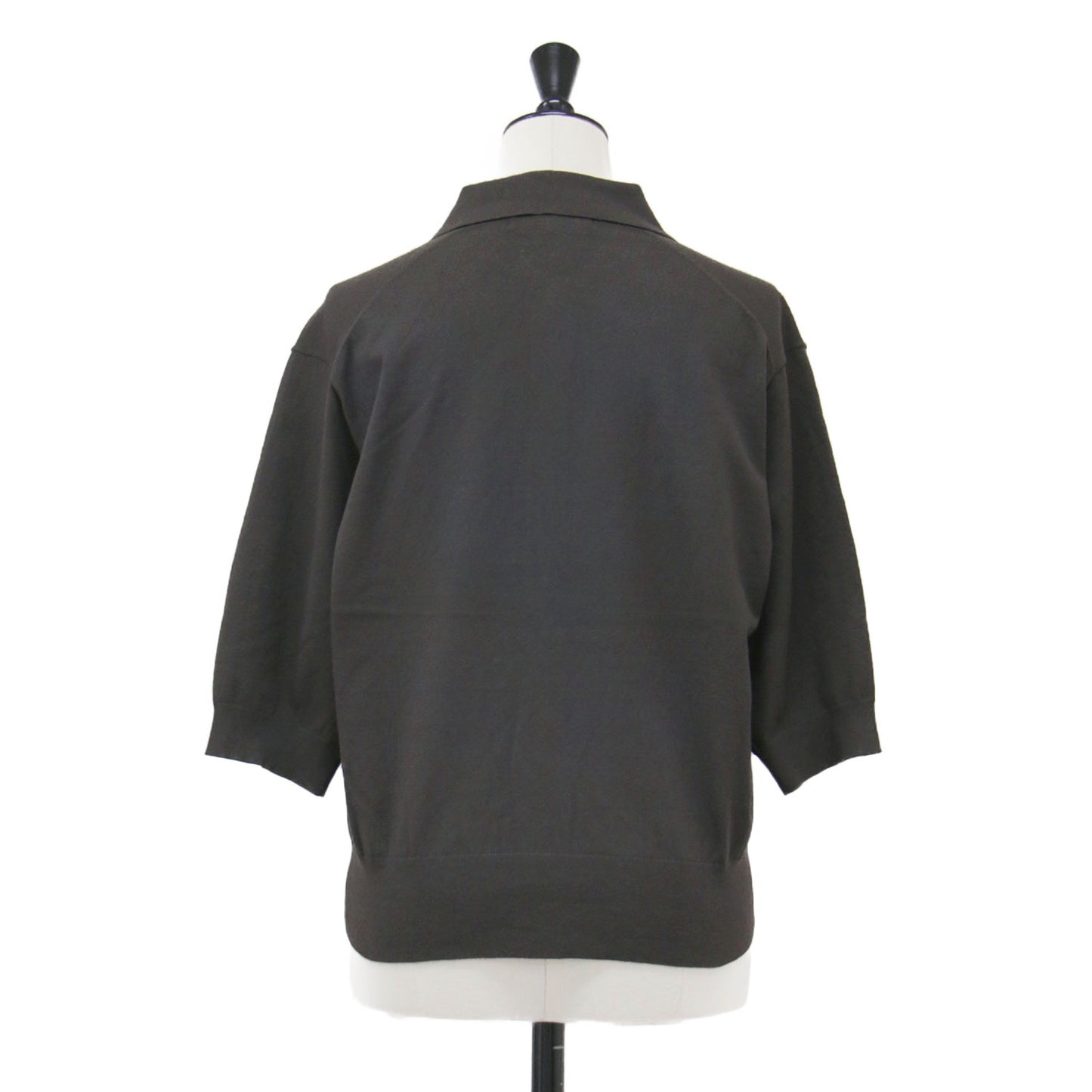 25秋冬 レーヨンストレッチ ポロニット カーディガン / プルオーバー 五分袖 ハイゲージ ストレッチ シェルボタン ウォッシャブル