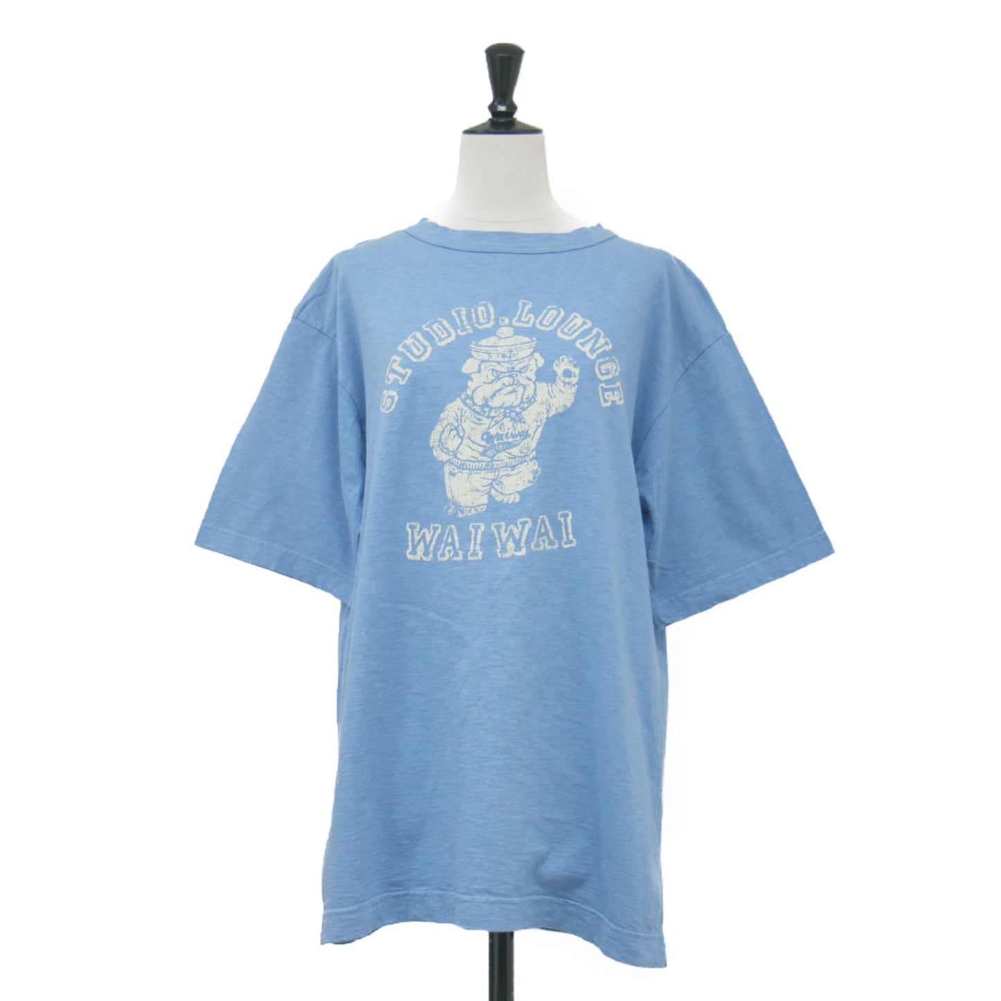 ブルドッグ ロゴ プリントTシャツ / カットソー 半袖 クルーネック ワイド コットン