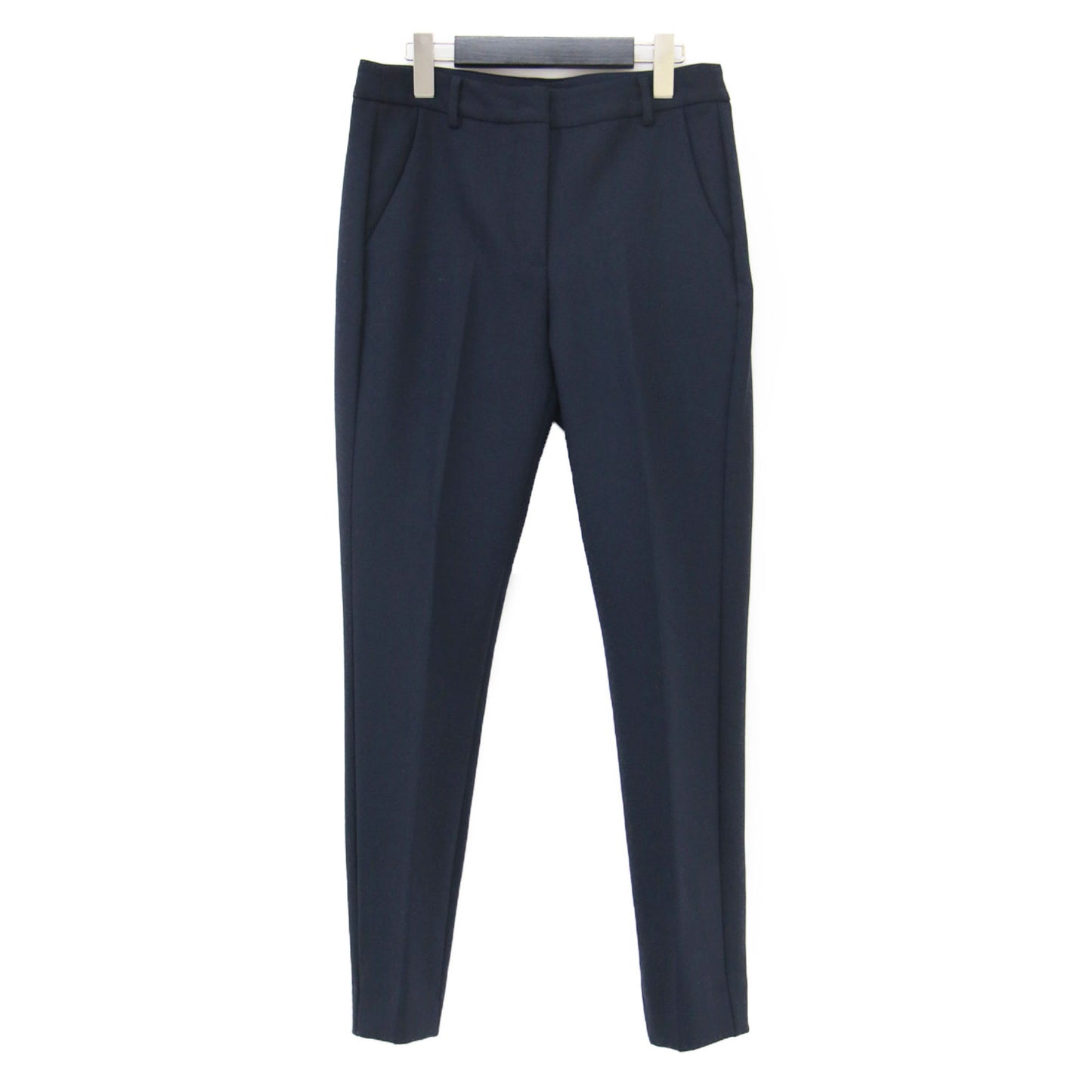 ハイウエスト クロップドパンツ / スラックス センタープレス テーパード ストレッチ