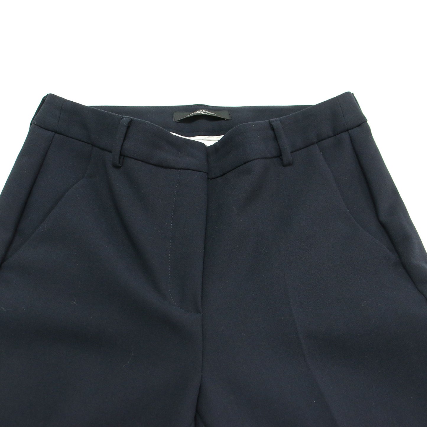 ハイウエスト クロップドパンツ / スラックス センタープレス テーパード ストレッチ