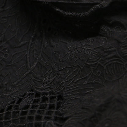 25秋冬 バンダナ エンブロイダリー キャミソール ワンピース / ロング丈 刺繍 フリンジ リボン スカラップ コットン