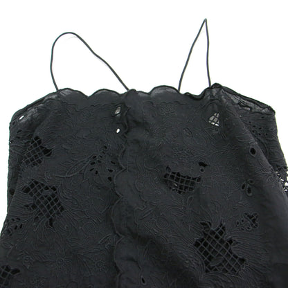 25秋冬 バンダナ エンブロイダリー キャミソール ワンピース / ロング丈 刺繍 フリンジ リボン スカラップ コットン