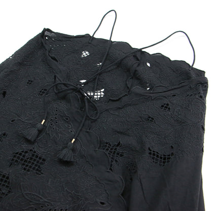 25秋冬 バンダナ エンブロイダリー キャミソール ワンピース / ロング丈 刺繍 フリンジ リボン スカラップ コットン