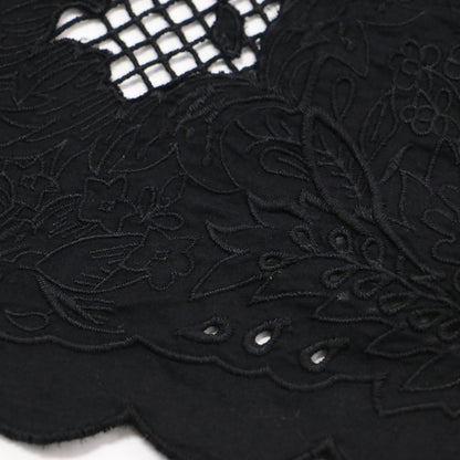 25秋冬 バンダナ エンブロイダリー キャミソール ワンピース / ロング丈 刺繍 フリンジ リボン スカラップ コットン