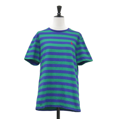 スリムフィット ポニー刺繍 ボーダー Tシャツ / カットソー 半袖 クルーネック ストレッチ コットン