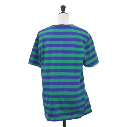 スリムフィット ポニー刺繍 ボーダー Tシャツ / カットソー 半袖 クルーネック ストレッチ コットン