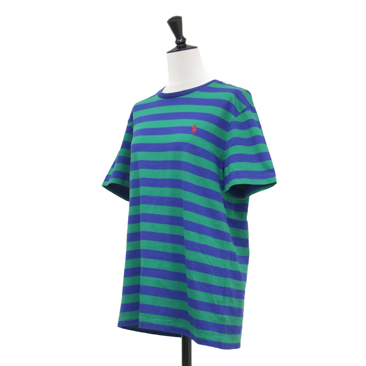 スリムフィット ポニー刺繍 ボーダー Tシャツ / カットソー 半袖 クルーネック ストレッチ コットン