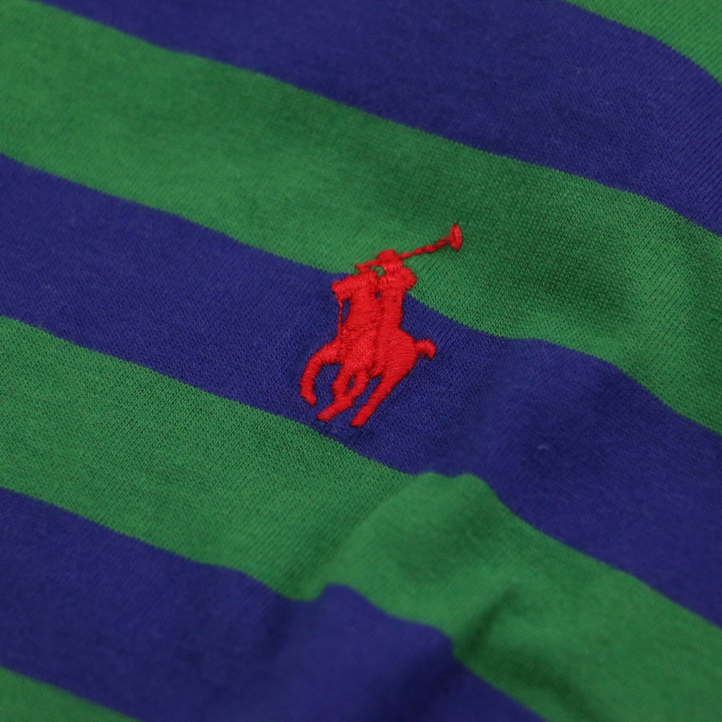 スリムフィット ポニー刺繍 ボーダー Tシャツ / カットソー 半袖 クルーネック ストレッチ コットン