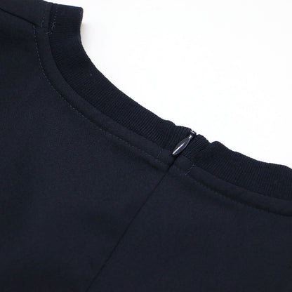 23春夏 バック サテン ラウンドヘムプルオーバー / FluidBackSatin 半袖 キャップスリーブ クルーネック ラウンドヘム Aライン ワイドシルエット