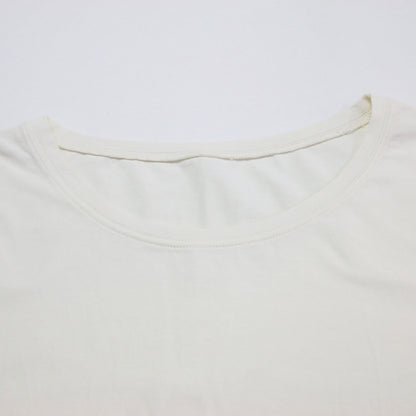 25秋冬 オーガンジーコンビ ロングTシャツ / カットソー プルオーバー 長袖 クルーネック ランダムタック フレアシルエット ストレッチ