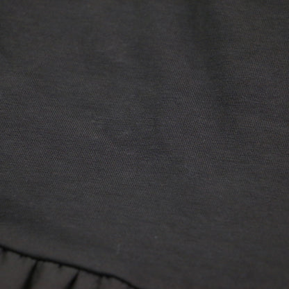 25秋冬 オーガンジーコンビ ロングTシャツ / カットソー プルオーバー 長袖 クルーネック ランダムタック フレアシルエット ストレッチ