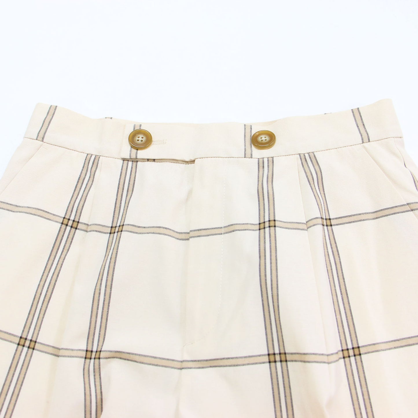 ビッグチェック ワイド パンツ / スラックス ハイウエスト コットン