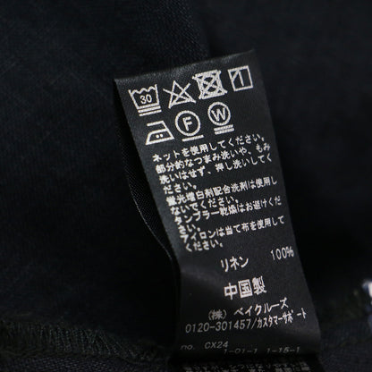 リネン Aライン ワンピース / ロング 半袖 クルーネック