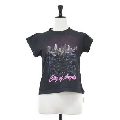 25秋冬 City of Angels クロップド Tシャツ / カットソー クルーネック フレンチスリーブ プリント コットン