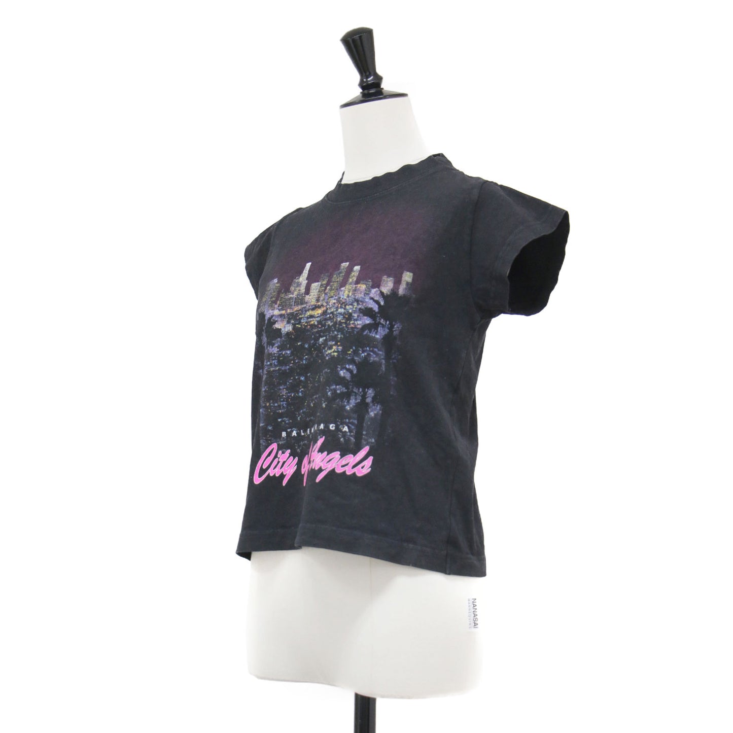 25秋冬 City of Angels クロップド Tシャツ / カットソー クルーネック フレンチスリーブ プリント コットン