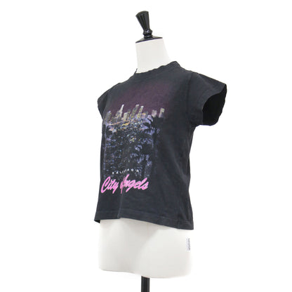 25秋冬 City of Angels クロップド Tシャツ / カットソー クルーネック フレンチスリーブ プリント コットン