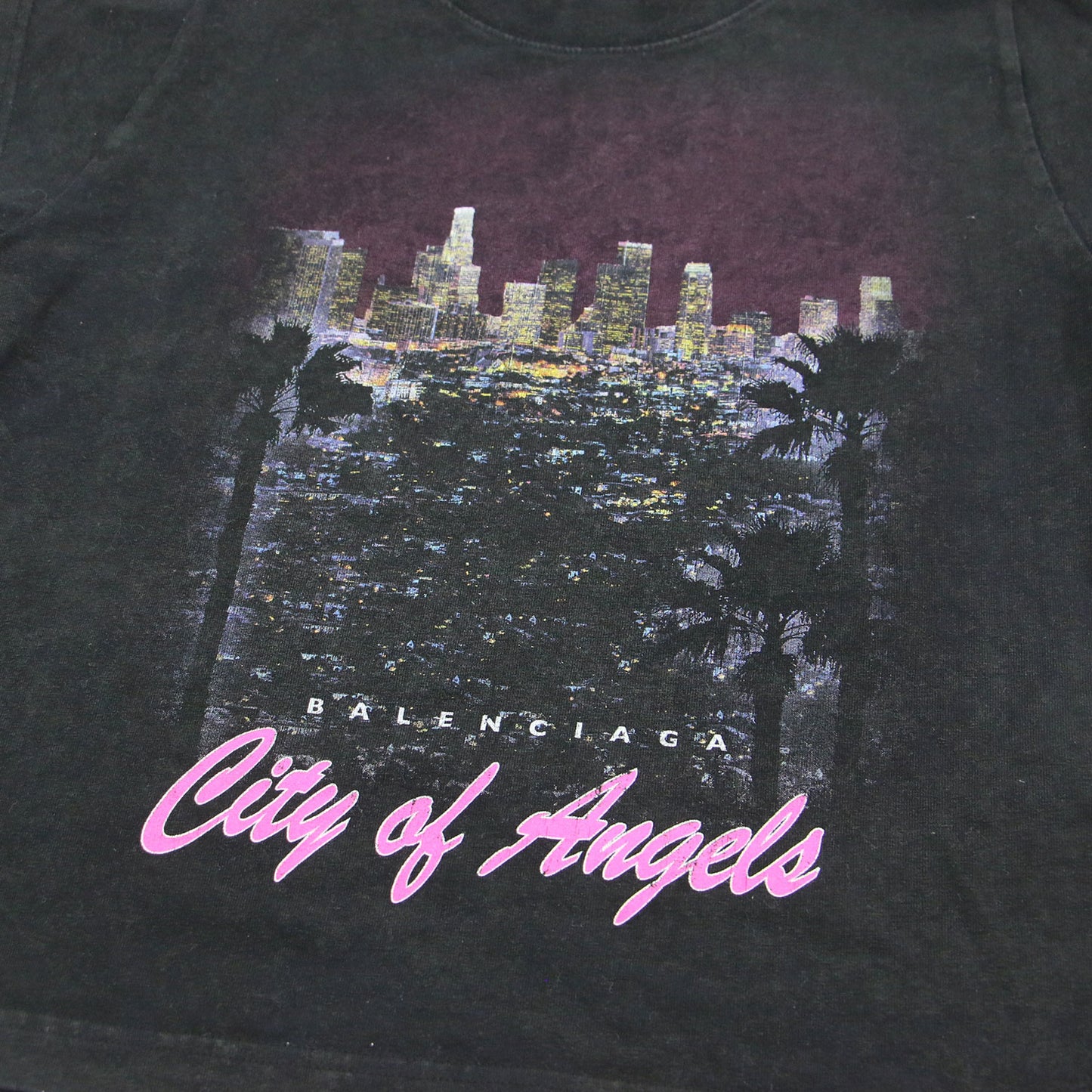 25秋冬 City of Angels クロップド Tシャツ / カットソー クルーネック フレンチスリーブ プリント コットン