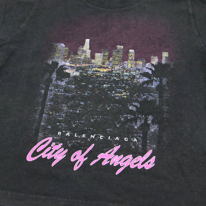 25秋冬 City of Angels クロップド Tシャツ / カットソー クルーネック フレンチスリーブ プリント コットン