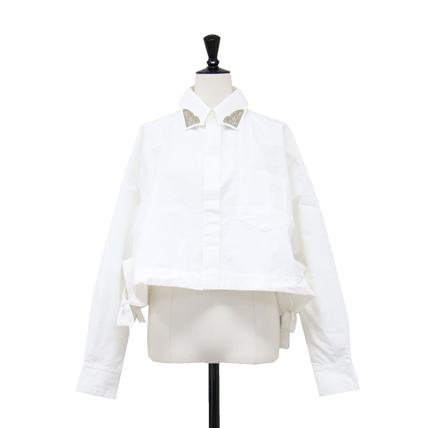 25春夏 メタル カラー シャツ / METAL COLLAR SHIRT クロップド丈 長袖 コットン