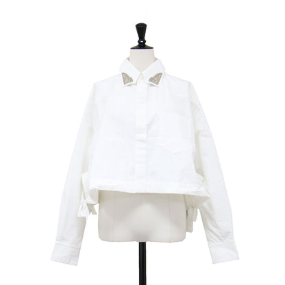 25春夏 メタル カラー シャツ / METAL COLLAR SHIRT クロップド丈 長袖 コットン