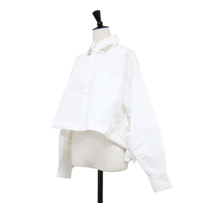 25春夏 メタル カラー シャツ / METAL COLLAR SHIRT クロップド丈 長袖 コットン