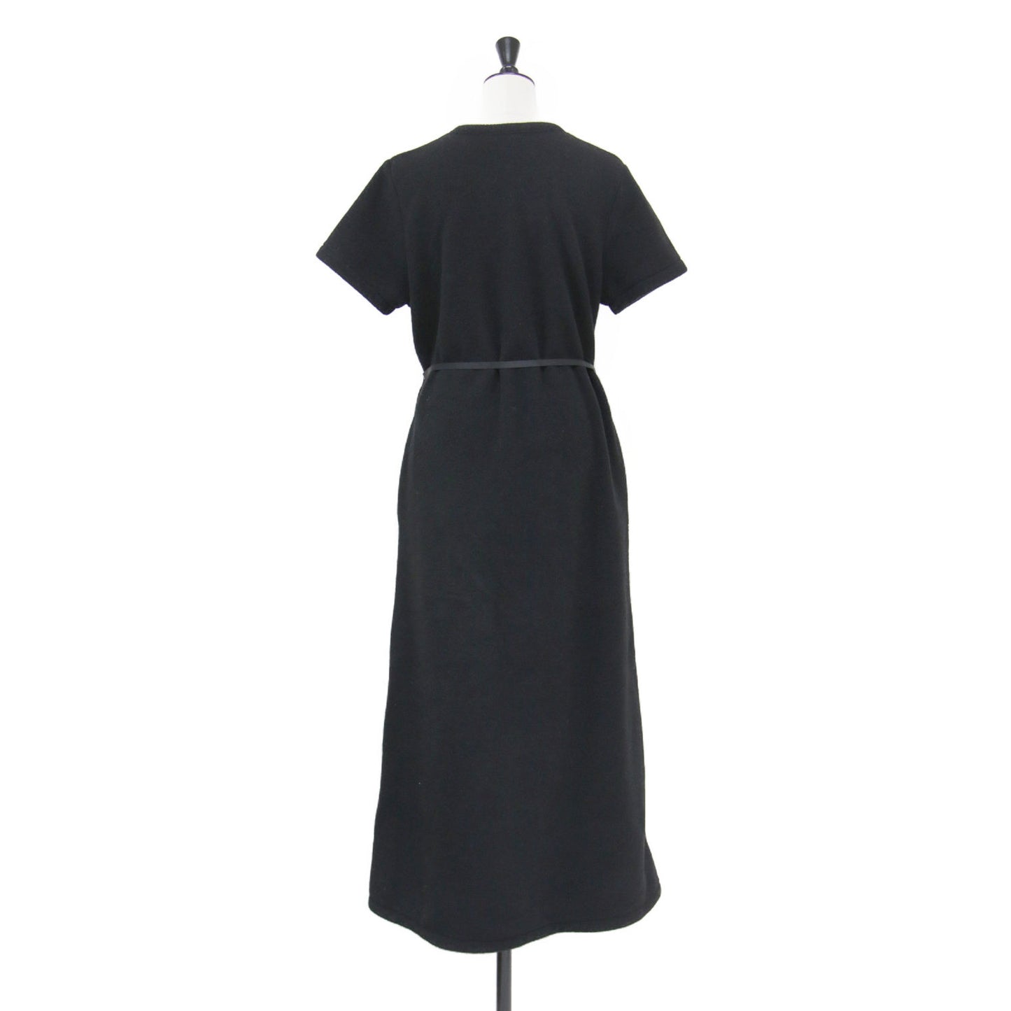 26春夏 ベルト付き マキシ フリース ワンピース / MAXI-LENGTH FLEECE DRESS WITH A BELT 半袖 クルーネック