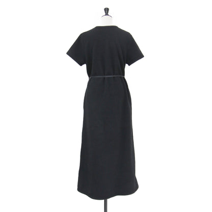 26春夏 ベルト付き マキシ フリース ワンピース / MAXI-LENGTH FLEECE DRESS WITH A BELT 半袖 クルーネック