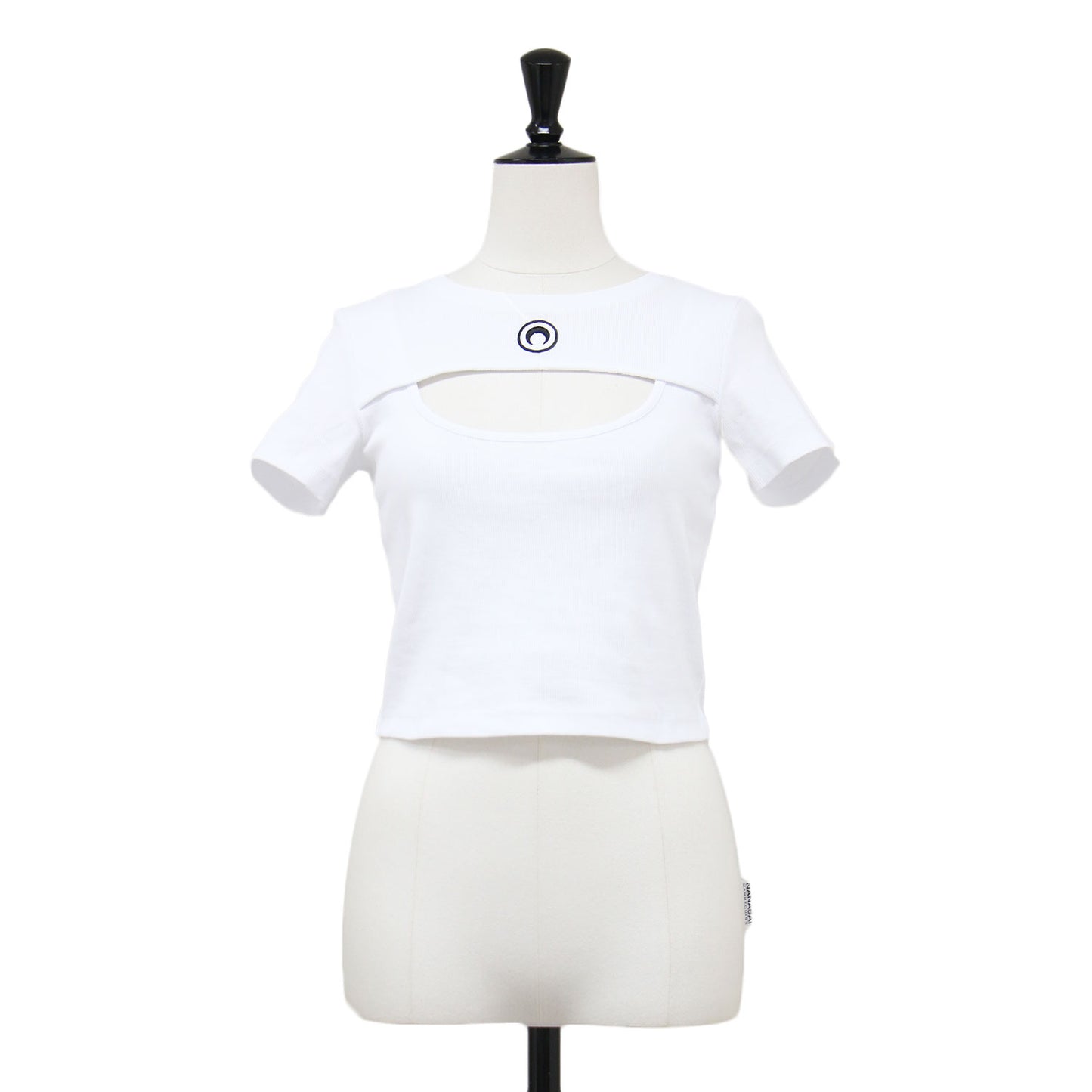 25春夏 ムーンロゴ カットアウト 半袖 Tシャツ / MOON LOGO RIBBED JERSEY CUT OUT T SHIRT カットソー クルーネック ハーフスリーブ リブ コットン