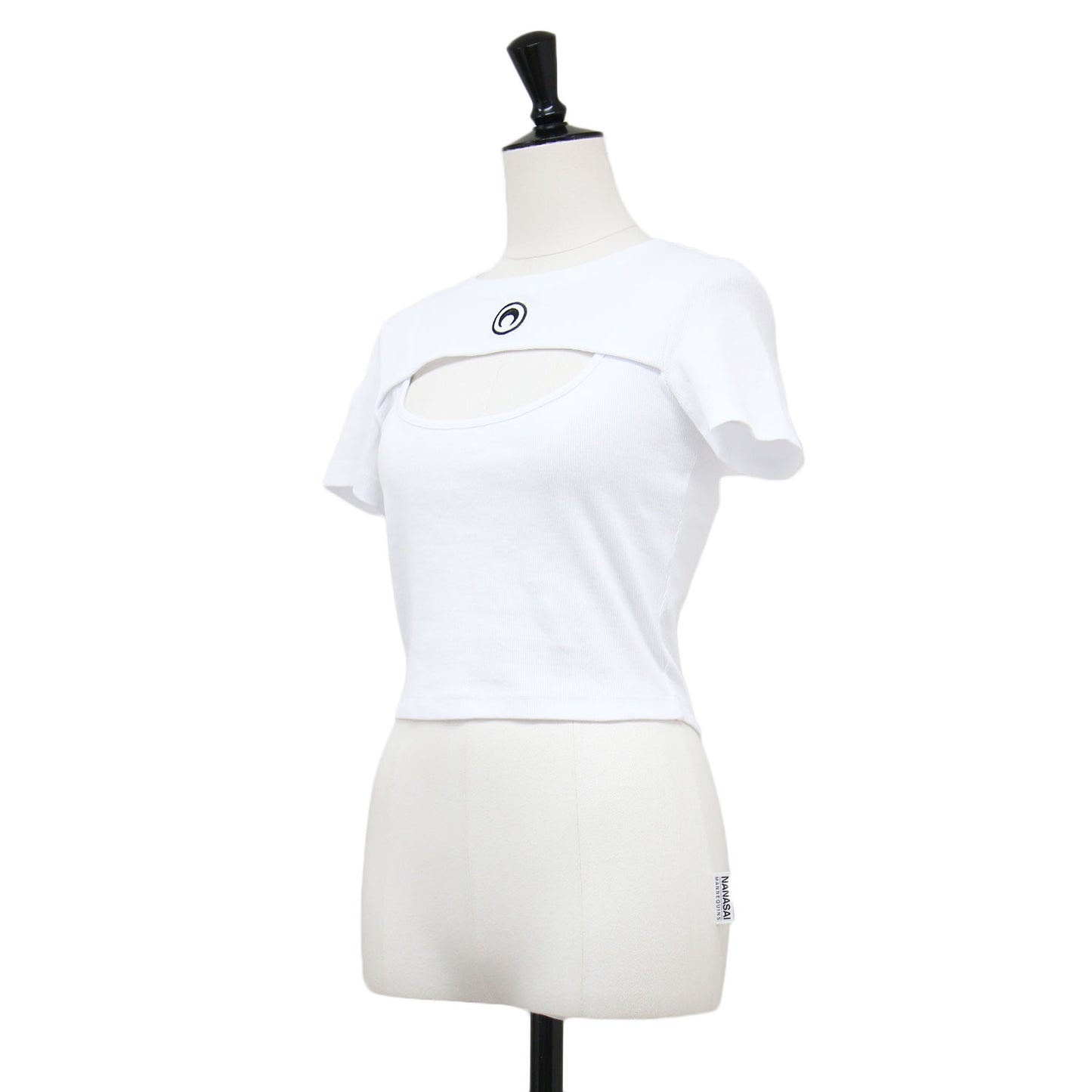 25春夏 ムーンロゴ カットアウト 半袖 Tシャツ / MOON LOGO RIBBED JERSEY CUT OUT T SHIRT カットソー クルーネック ハーフスリーブ リブ コットン