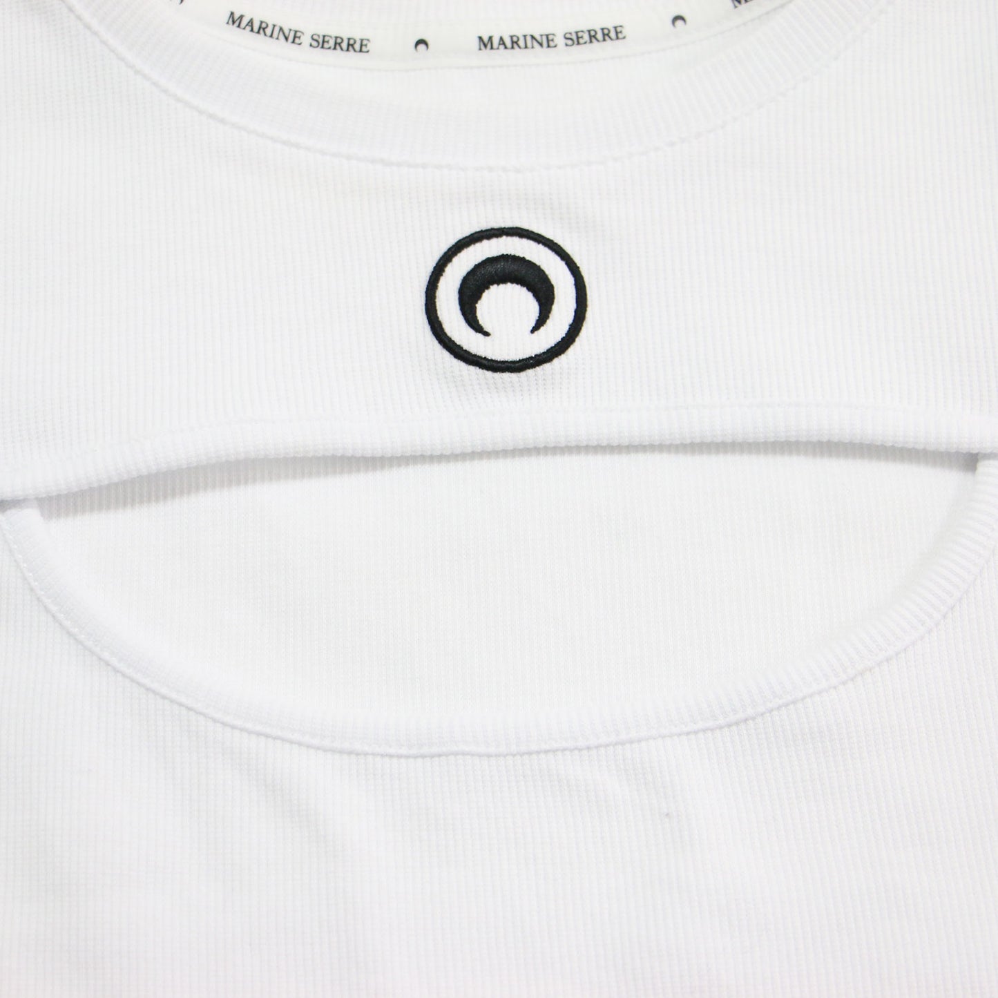 25春夏 ムーンロゴ カットアウト 半袖 Tシャツ / MOON LOGO RIBBED JERSEY CUT OUT T SHIRT カットソー クルーネック ハーフスリーブ リブ コットン