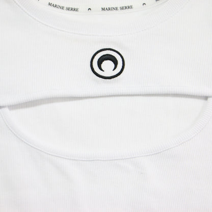 25春夏 ムーンロゴ カットアウト 半袖 Tシャツ / MOON LOGO RIBBED JERSEY CUT OUT T SHIRT カットソー クルーネック ハーフスリーブ リブ コットン