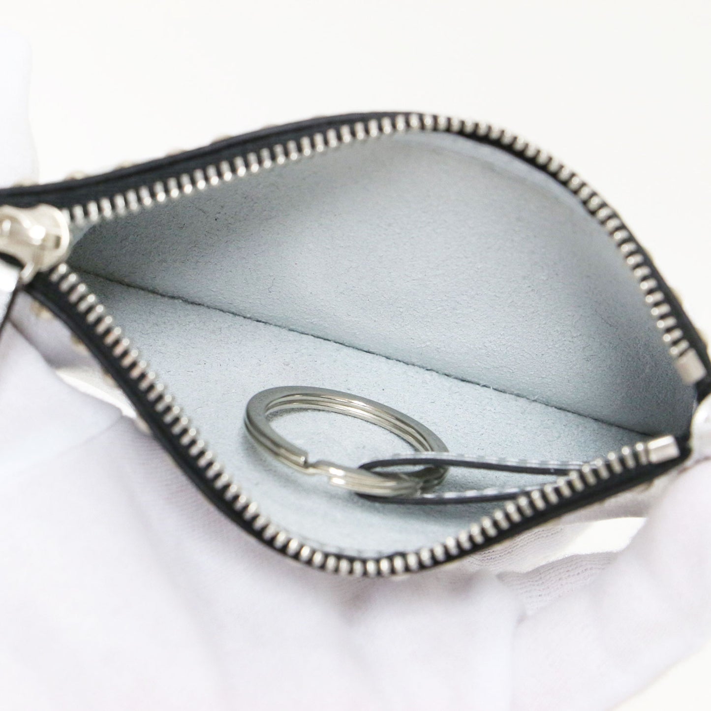 スタッズ キーポーチ / POUCH WITH STUDS キーケース メタリック レザー