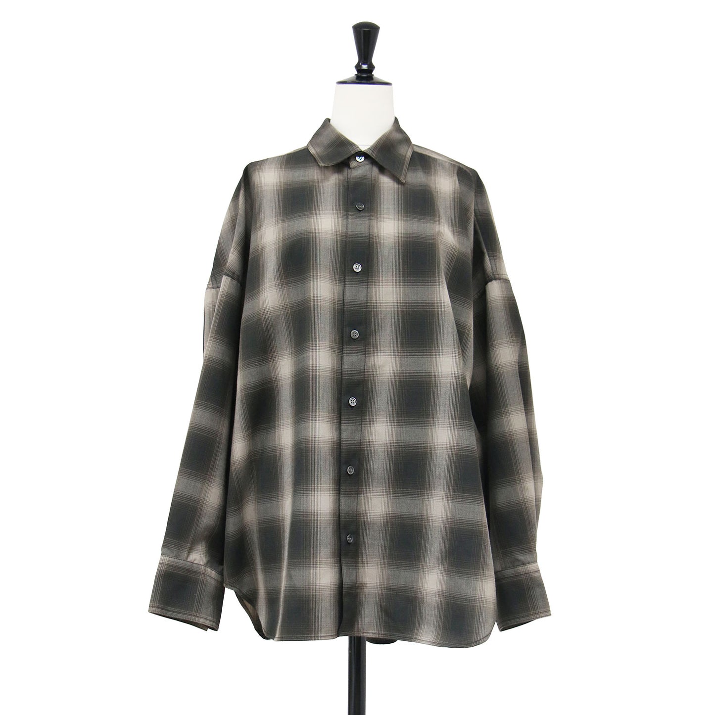 25秋冬 OMBRE CHECK シャツ / 長袖 オーバーサイズ チェック ウール