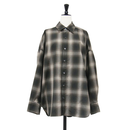 25秋冬 OMBRE CHECK シャツ / 長袖 オーバーサイズ チェック ウール
