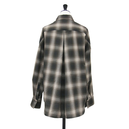 25秋冬 OMBRE CHECK シャツ / 長袖 オーバーサイズ チェック ウール