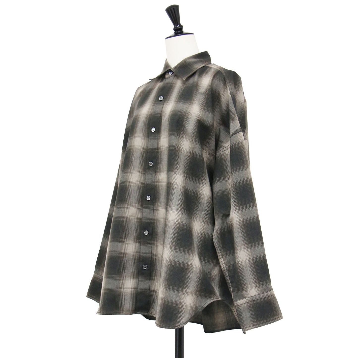 25秋冬 OMBRE CHECK シャツ / 長袖 オーバーサイズ チェック ウール