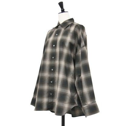 25秋冬 OMBRE CHECK シャツ / 長袖 オーバーサイズ チェック ウール