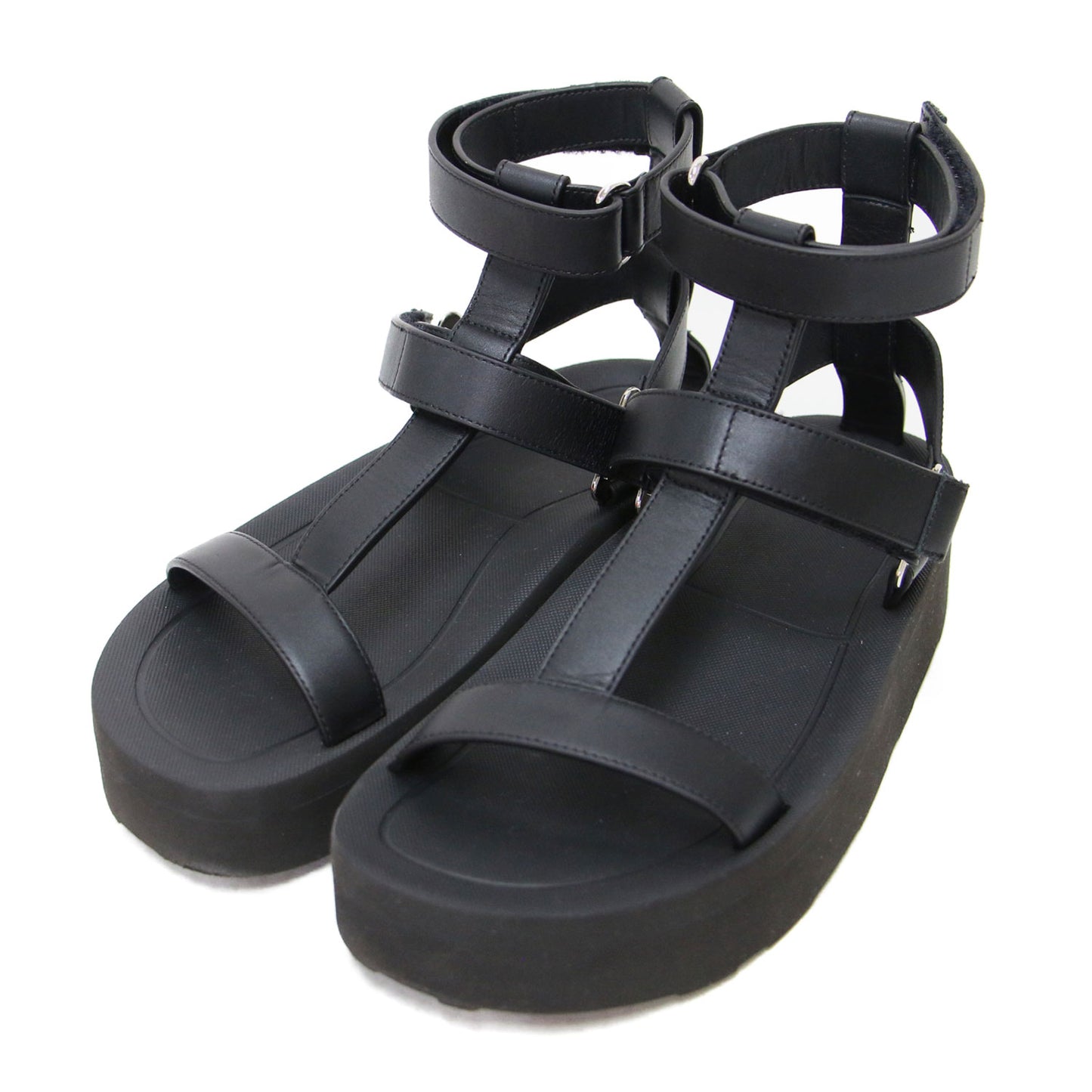 エニド レザー アンクルストラップ サンダル / ボリュームソール ベルクロ 牛革