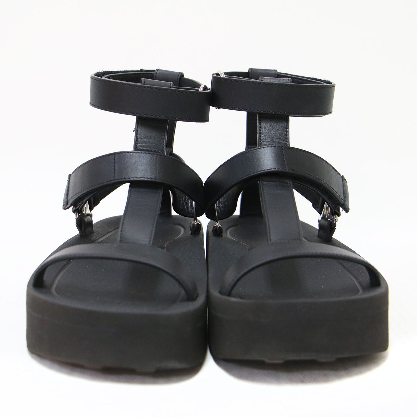 エニド レザー アンクルストラップ サンダル / ボリュームソール ベルクロ 牛革