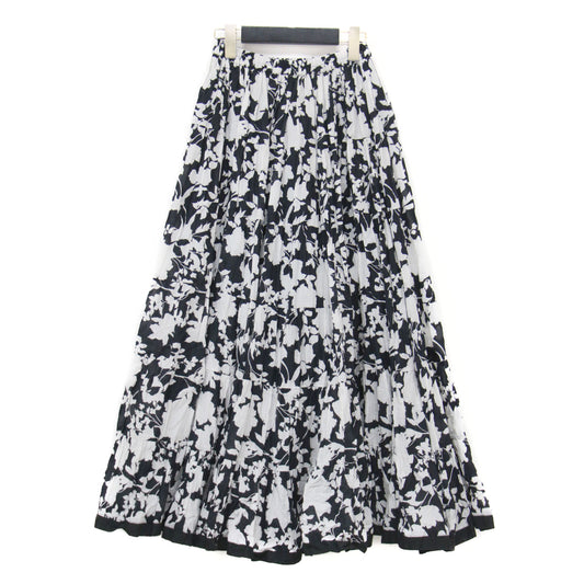 22春夏 月影のスカート / ロング ティアード ギャザー 花柄 フラワープリント コットン